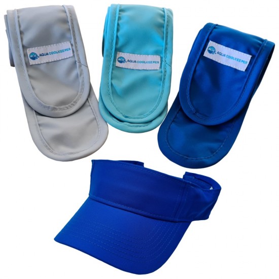 Aqua coolkeeper verkoelingssjaals silver ocean navy niet geactiveerd met zonneklep navy