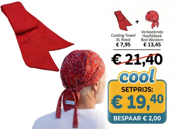 Cooling Towel XL Rood en Verkoelende Hoofddoek Red Western