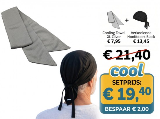 Cooling Towel XL Zilver en Verkoelende Hoofddoek Black