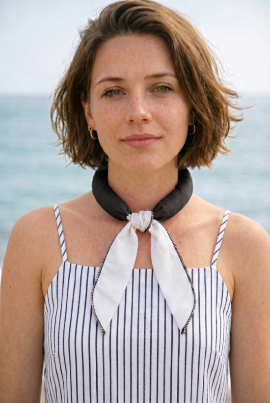 Voorbeeld van een vrouw met Koelsjaal black and white