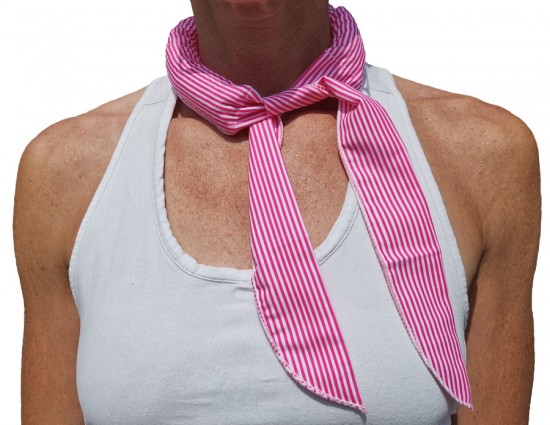 Koelsjaal gestreept roze wit