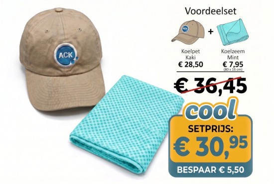 Set Koelpet Kaki en Koelzeem Mint