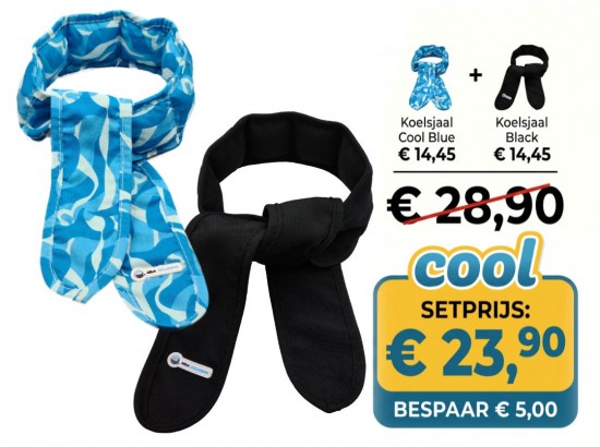 Voordeelset bestaande uit Koelsjaal Cool Blue en Koelsjaal Black