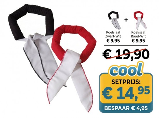 Voordeelset bestaande uit Koelsjaal Black-White en Koelsjaal Red-White